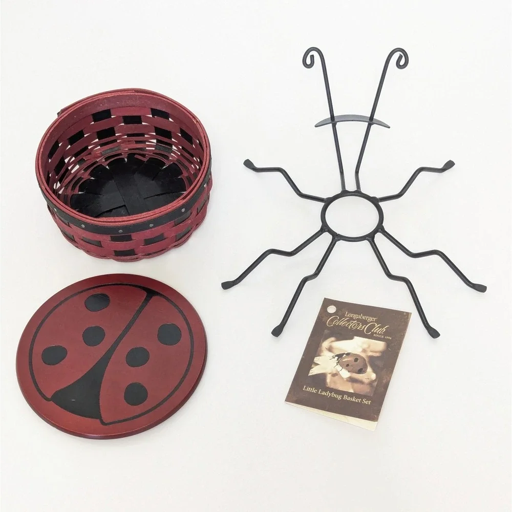 Longaberger Collectors Club 2009 Little Ladybug Basket w/ Lid, Legs, Tag